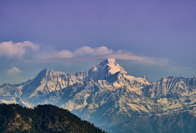 Snow-covered Himalayan peaks near Nainital