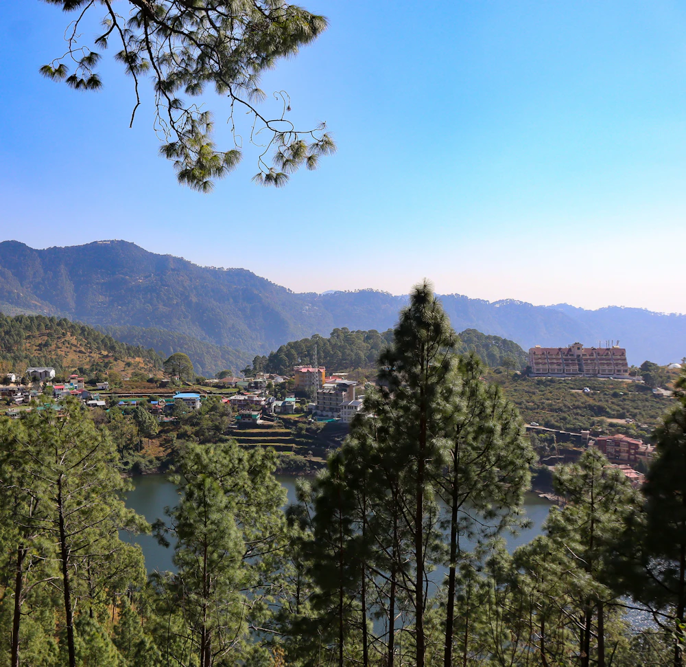 Nainital town and the lake seen from a viewpoint